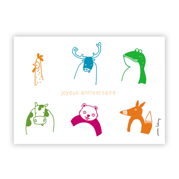 Carte d'anniversaire - animaux