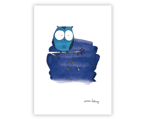 lacarteriedemma-lidbury-carte-Illustration-hibou-bleu-nuit lacarteriedemma-lidbury-carte-Illustration-hibou-bleu-nuit
