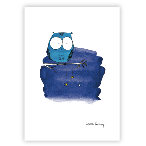 lacarteriedemma-lidbury-carte-Illustration-hibou-bleu-nuit