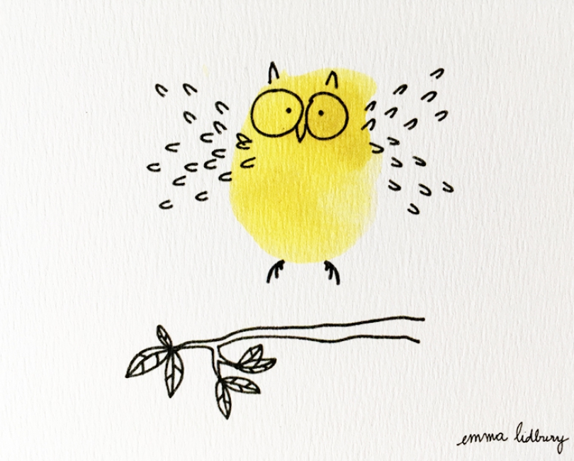 lacarteriedemma-lidbury-carte-Illustration-hibou-vole-jaune-detail