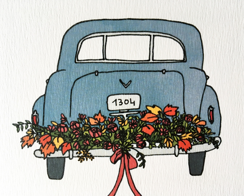 lacarteriedemma-lidbury-carte-Illustration-voiture-mariage-detail